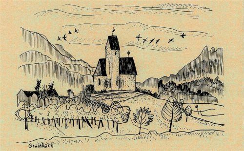 Eine Zeichnung von Gertruda Gruber Goepfertova ziert die Titelseite des neuen Liederheftes für Kirchenchöre.