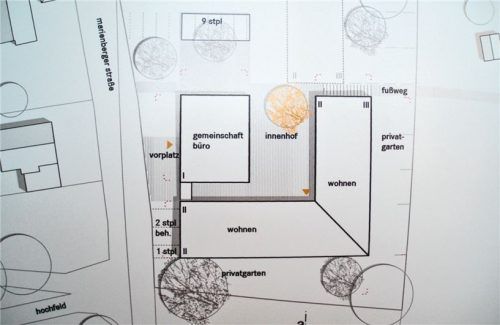 Die aktuelle Planskizze der Seniorenwohnanlage der Modest-Mitterhuber-Stiftung in der Gemeinde Schechen.Heinz