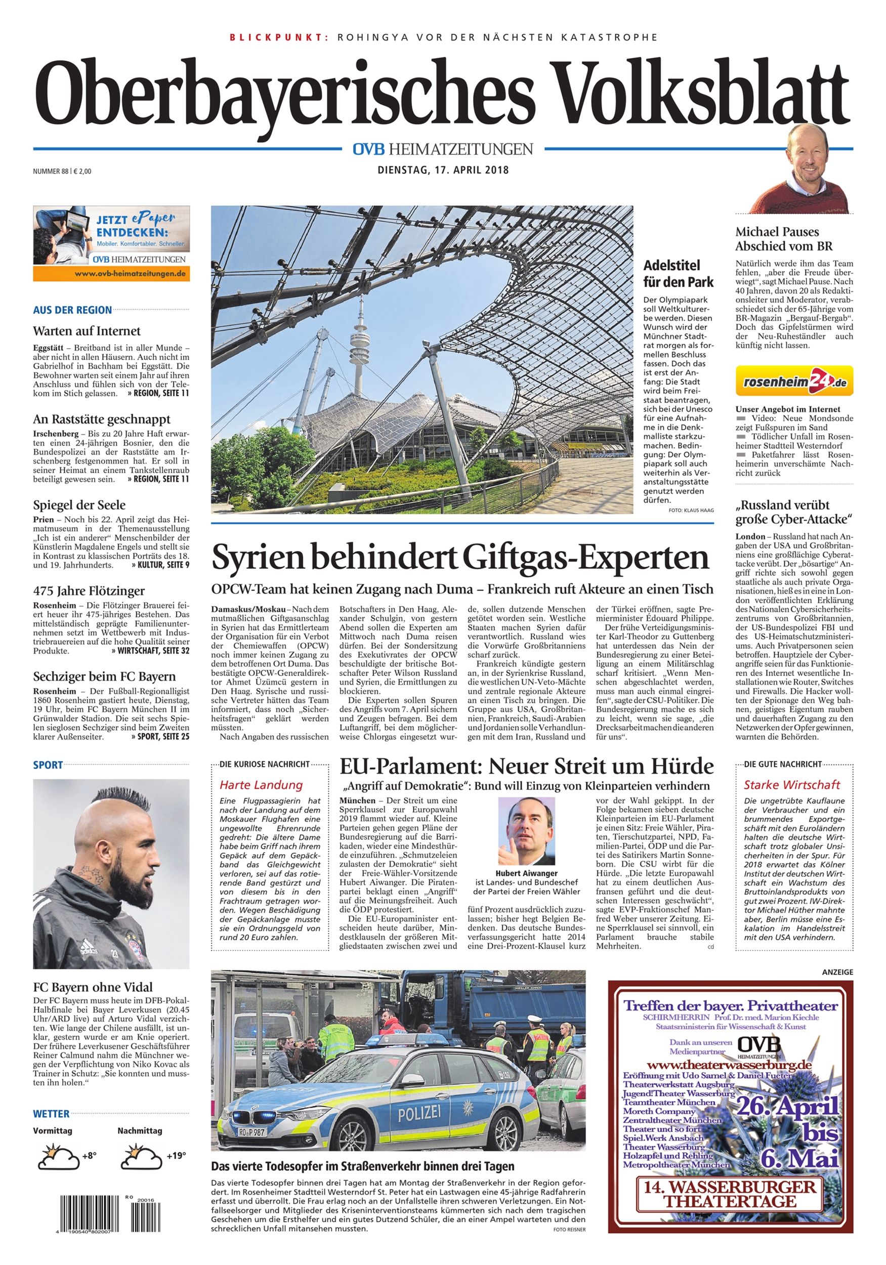 Seite RO1, Ressort Oberbayerisches Volksblatt
