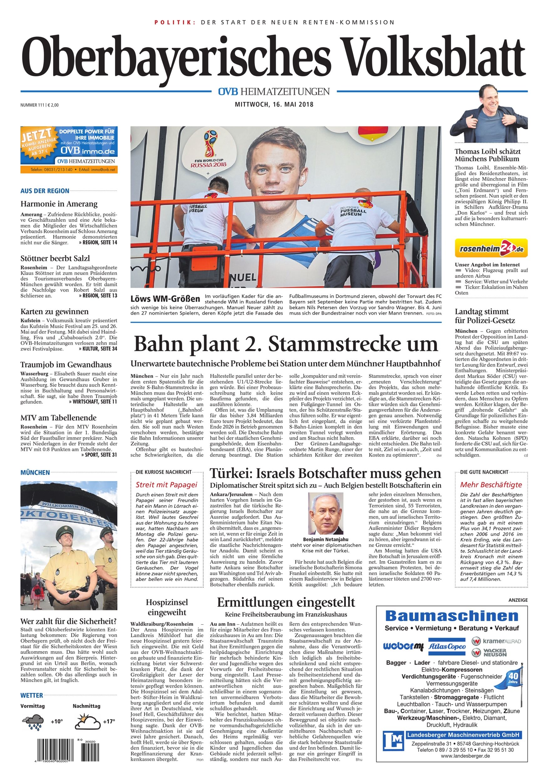 Seite RO1, Ressort Oberbayerisches Volksblatt
