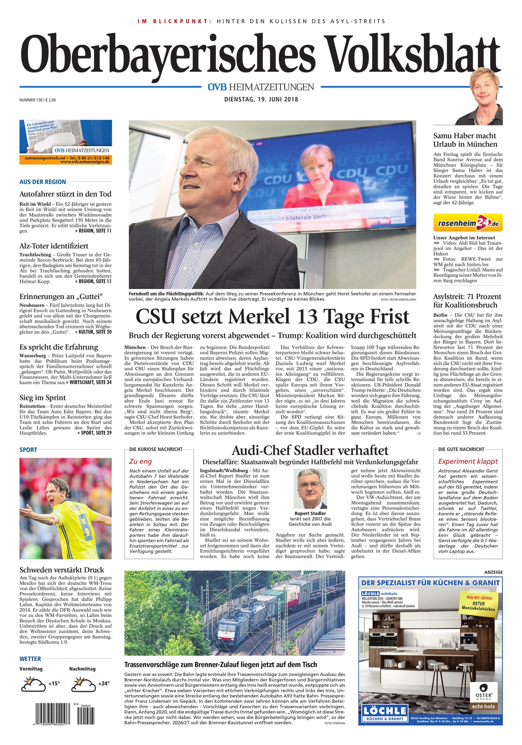 Seite RO1, Ressort Oberbayerisches Volksblatt