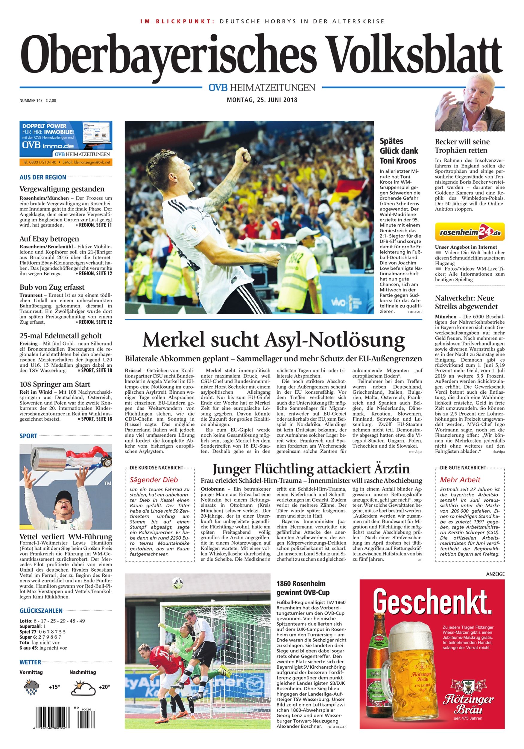 Seite RO1, Ressort Oberbayerisches Volksblatt