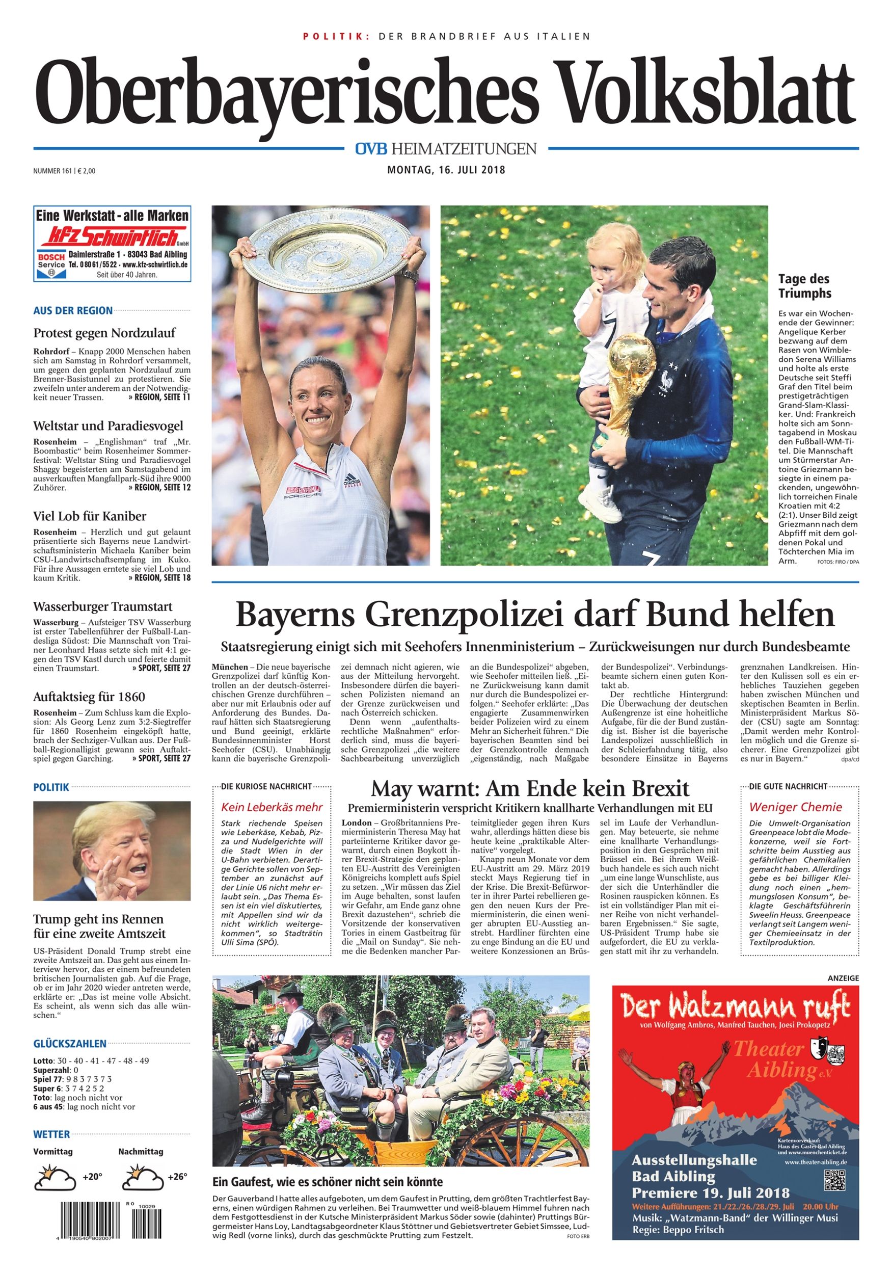 Seite RO1, Ressort Oberbayerisches Volksblatt