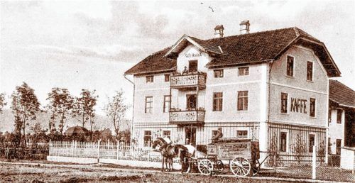 Das Oktober-Blatt des Kalenders zeigt das Café Waldeck in der Aisingerwies um 1915. Foto stadtarchiv