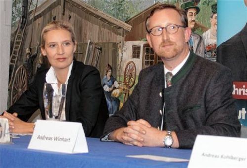 Dieser Auftritt sorgte für Schlagzeilen: Andreas Winhart und Alice Weidel, Vorsitzende der AfD-Bundestagsfraktion, im Herbst 2018 im Willinger Gmoahof. Foto Reisner