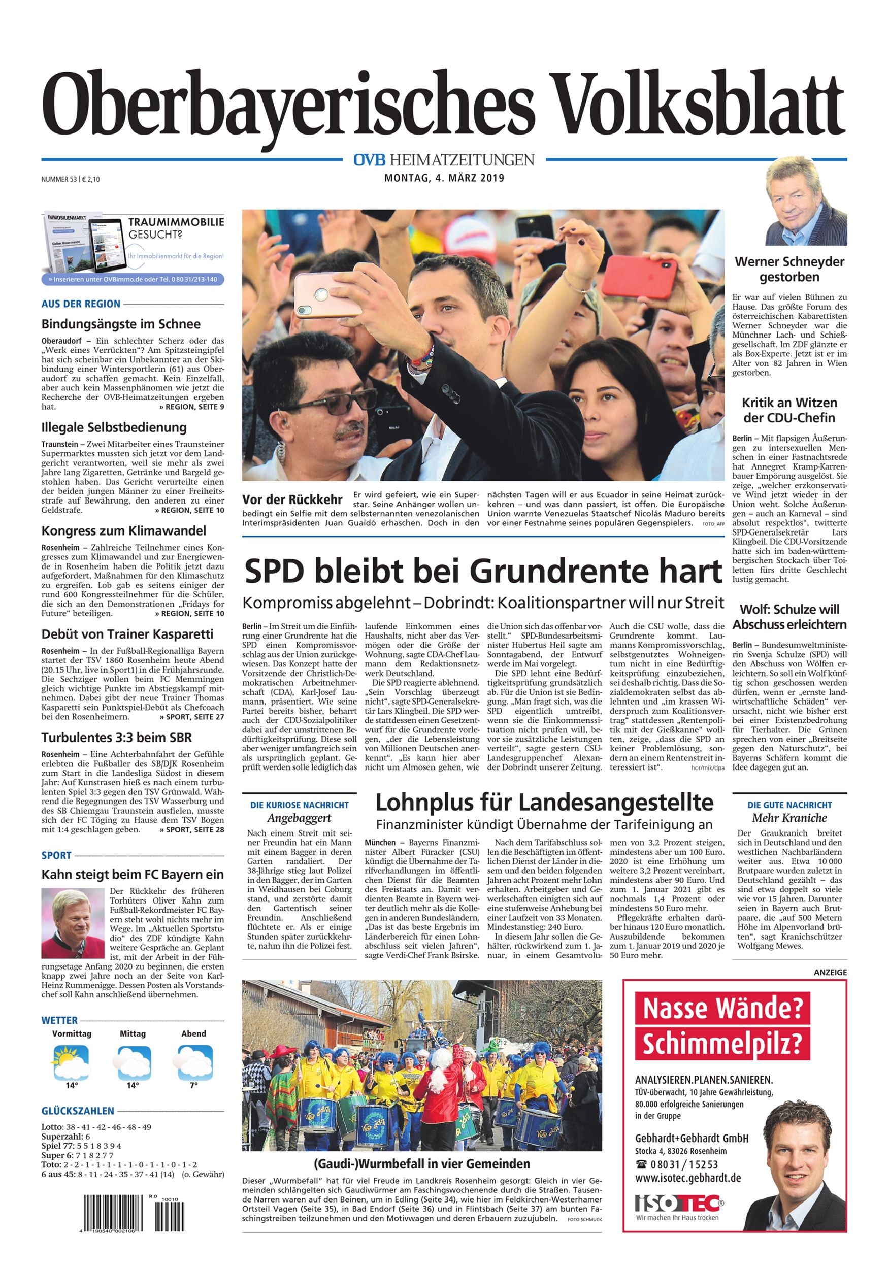 Seite RO1, Ressort Oberbayerisches Volksblatt