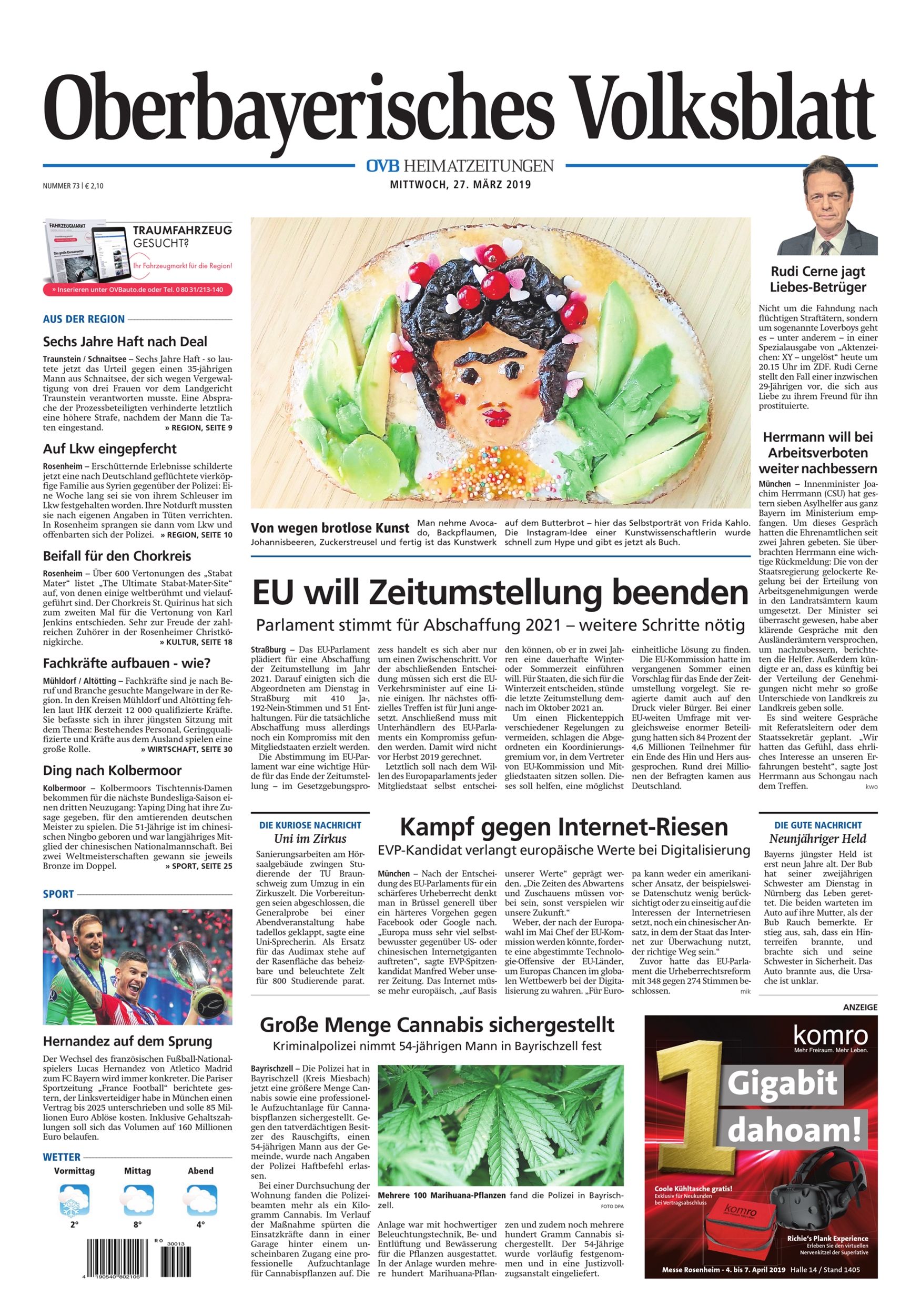 Seite RO1, Ressort Oberbayerisches Volksblatt