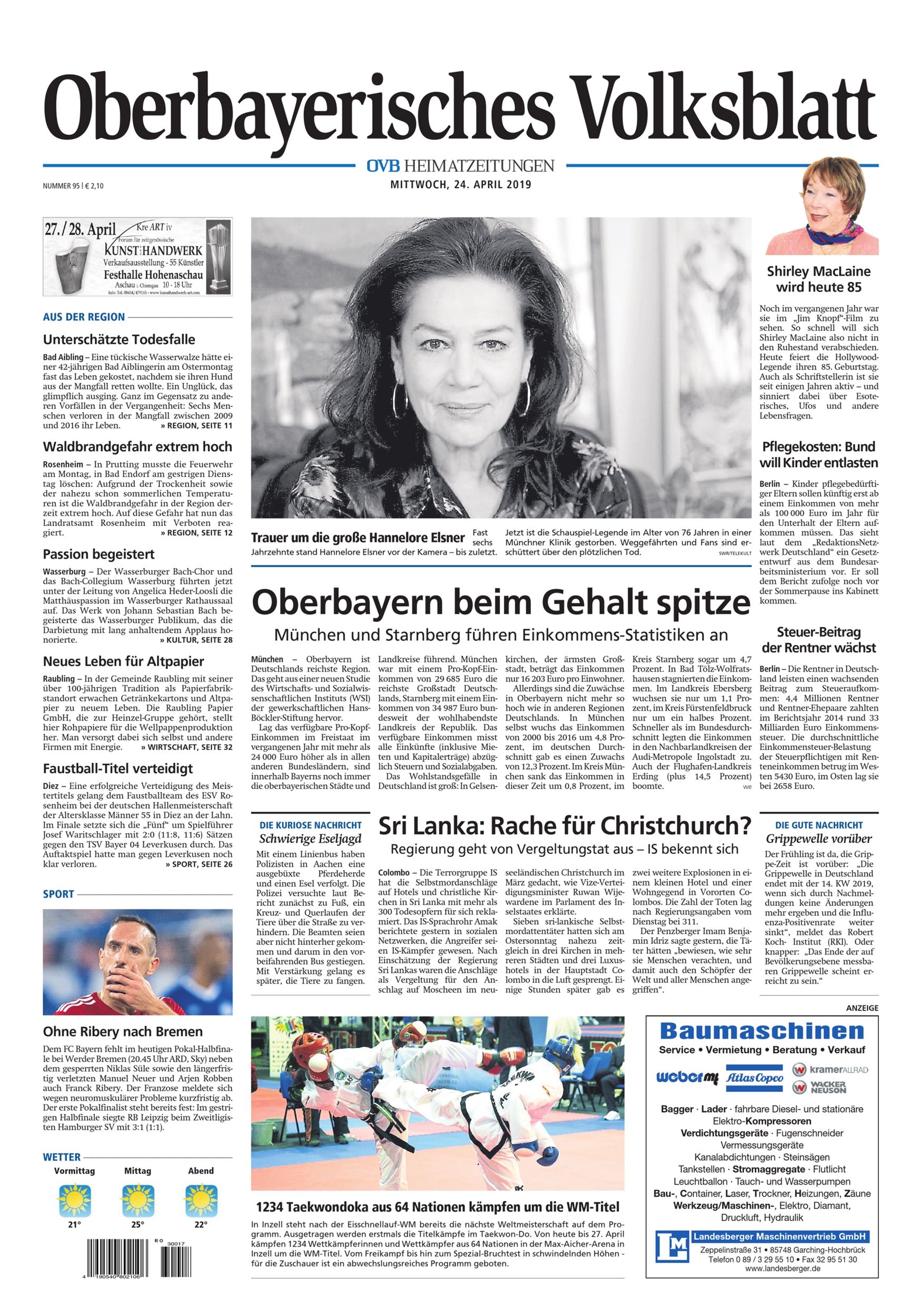 Seite RO1, Ressort Oberbayerisches Volksblatt