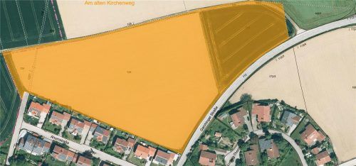 An der Garchinger Straße soll das neue Baugebiet mit 30 Parzellen in Engelsberg entstehen.Foto Grafik Gemeinde