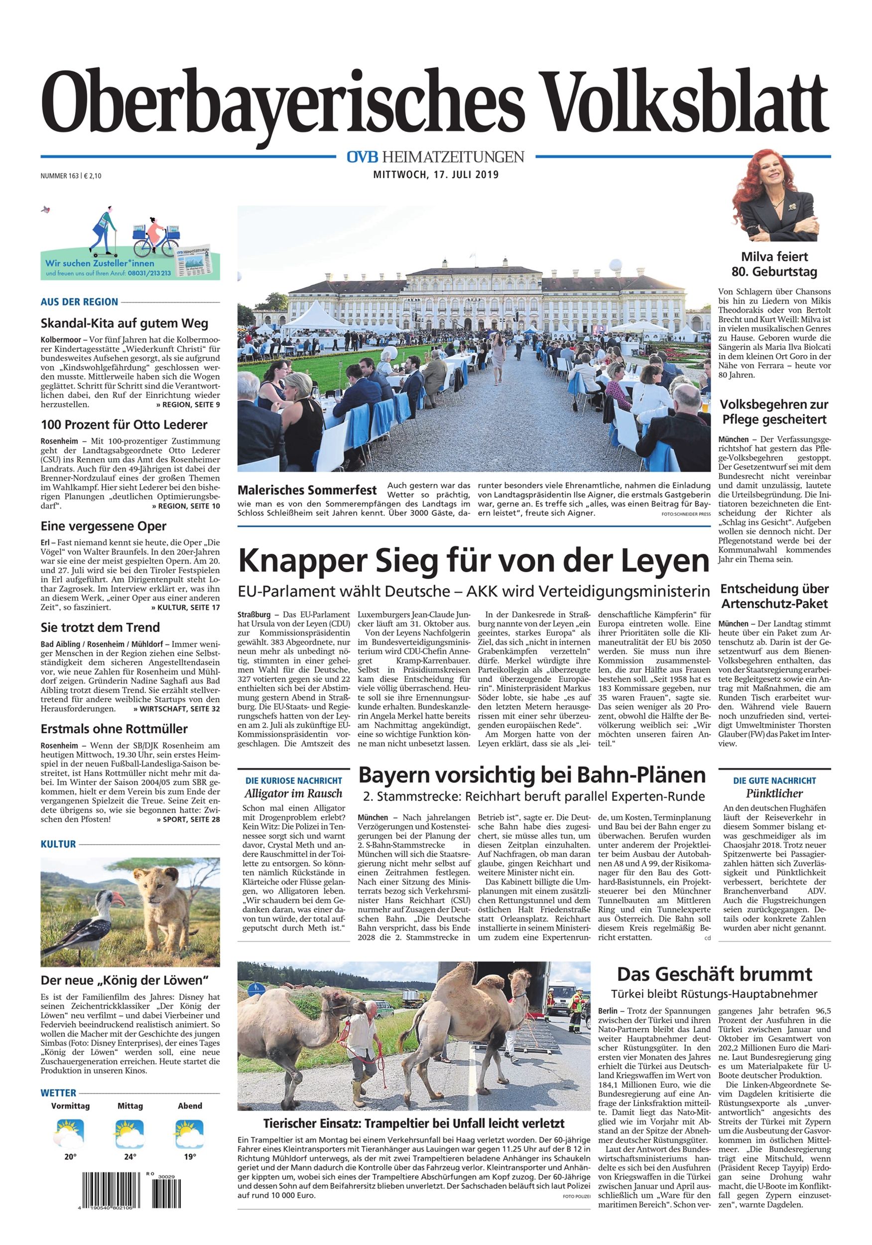 Seite RO1, Ressort Oberbayerisches Volksblatt