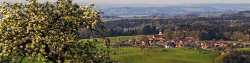 Blick auf Höhenmoos (Gemeinde Rohrdorf): Im Landkreis Rosenheim lässt es sich gut leben und arbeiten. Doch wirtschaftliche und landschaftliche Attraktivität treiben die Mietpreise weiter in die Höhe. Foto nietzsche